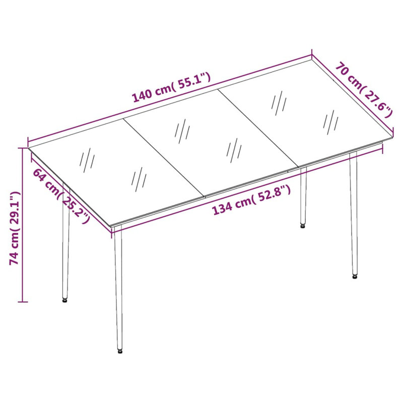 Ensemble repas d'extérieur rectangulaire Catarcio, 6, L 55,1 po x l 27,6 po x H 29,1 po