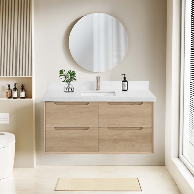 Meuble-lavabo flottant moderne avec tiroirs à fermeture en douceur