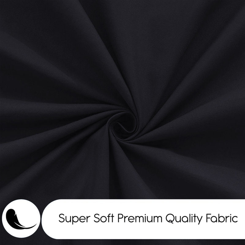 Edyson Microfiber 200 TC Reversible Duvet Cover Set, Super King - 2 Standard Pillowcases, Black
