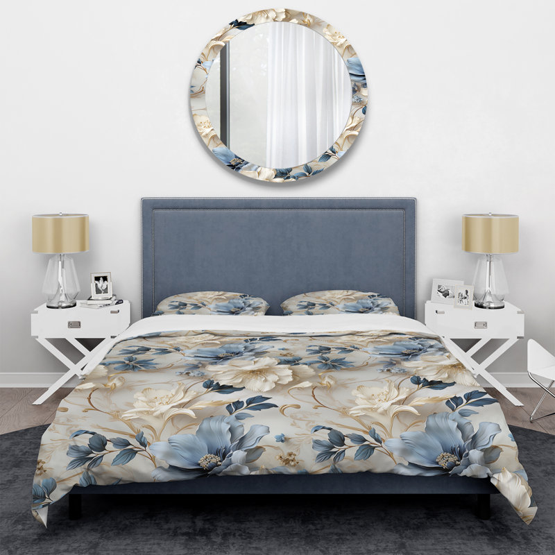 Literie éthérée de style victorien rococo Flourish, Housse de couette simple + 1 taie décorative stan