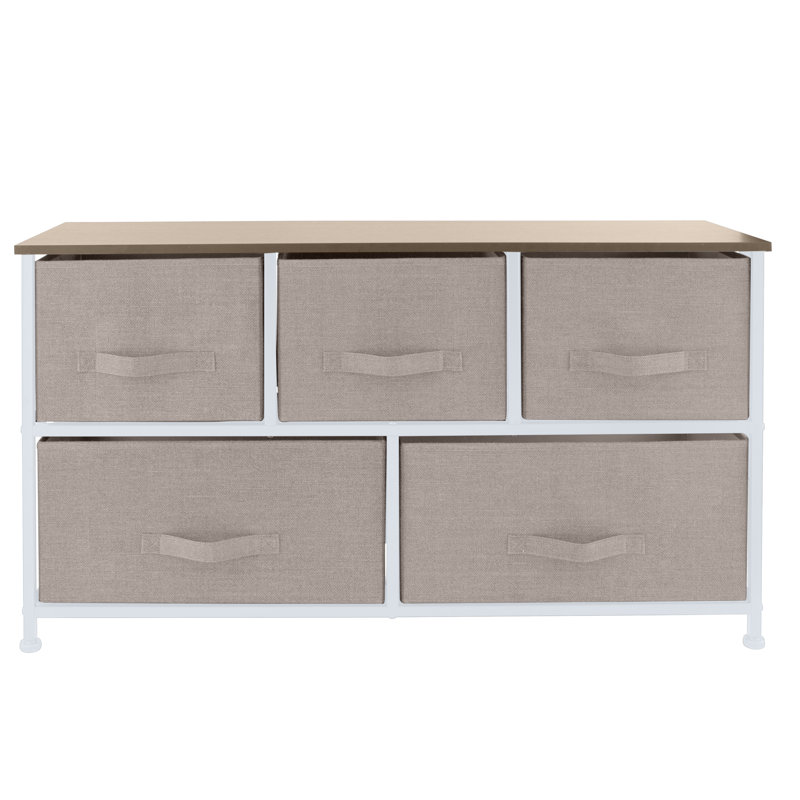Commode 5 tiroirs Caddaric, Beige