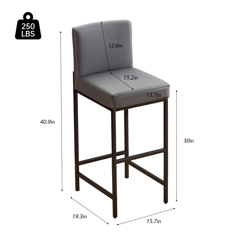 Bar Stools Set Of 4, 30'' Tall Barstools, Counter Height Bar Stools With Back Support, Faux Leather, Metal Legs, Upholstered Seat Cushion Modern Barstool, Use For Kitchen Island Home Bar, Beige