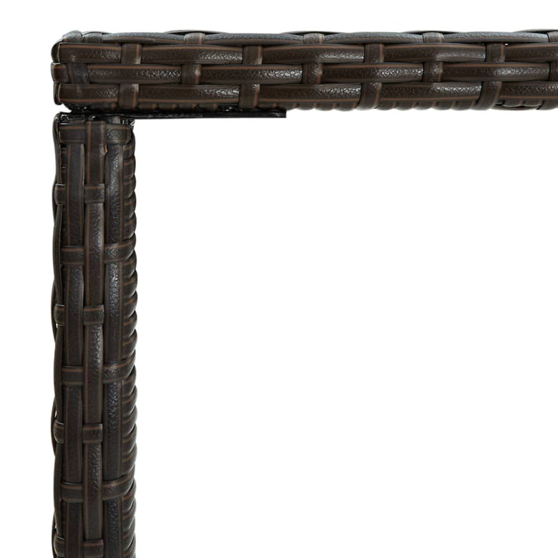 Bar Table Outdoor Pub Counter Height Table with Glass Top PE Rattan, Brown, 27.6" L x 27.6" W x 39.4" H