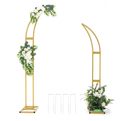 2pcs Curved Wedding Arch Backdrop Stand Metal Arbors for Birthday Party Baby Shower, Christmas Decoration (5.9ft,6.9ft)