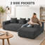 Modern Oversized 262cm Boneless Corner Sofa L-Shaped Corduroy Sofa With Storage Pockets-879638393-879638392