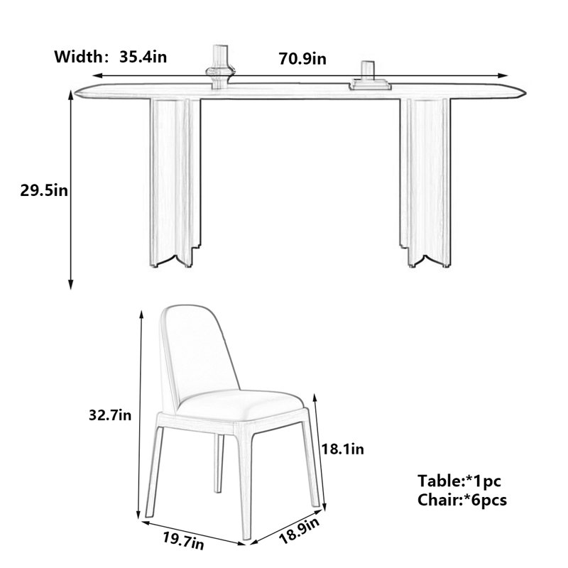 Table de salle à manger rétro Retro, bois de noyer noir, H 29,5 po x L 70,9 po x l 35,4 po