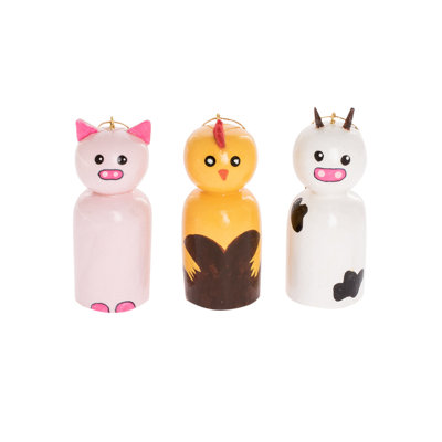 3.3'' Handmade Wood Hanging Figurine Ornament