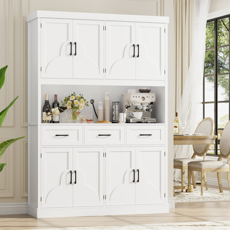 Étagère de boulanger avec rangement fermé et comptoir ouvert de l 55,1 po x H 75,8 po, Blanc