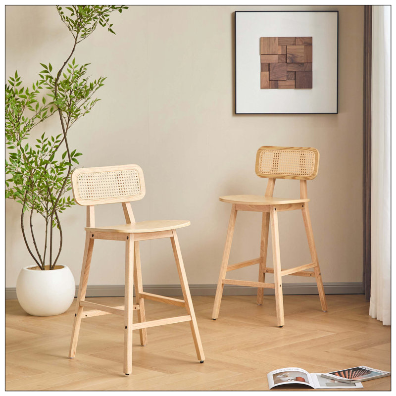 Ensemble de tabourets d'intérieur en bois avec finition naturelle, idéal pour un usage quotidien à la maison, Naturel