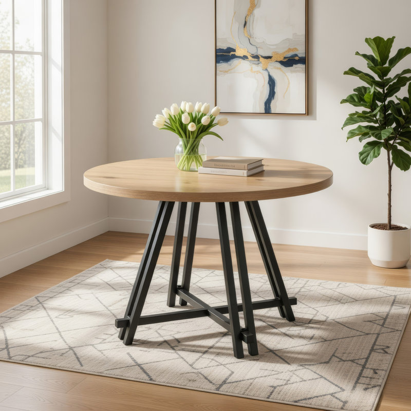 Thandie Round Metal Base Dining Table