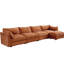 4 sièges orange en chenille avec dossier modulaire et accoudoirs escamotables, avec coussins enveloppants et tiroirs de rangement-1398991642