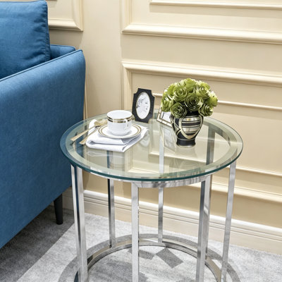 Round Tempered Glass Table Top Clear Glass 1/4" Inch Thick Flat Polished Edge, Coffee Table, Modern Coffee Table