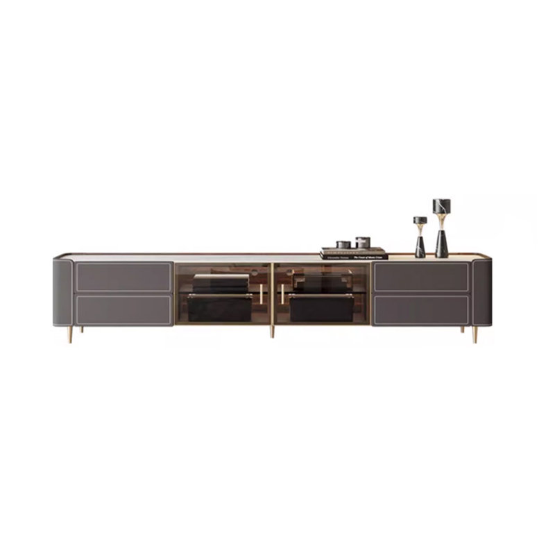 Meuble télé de comptoir en pierre frittée de style moderne, 87.8"