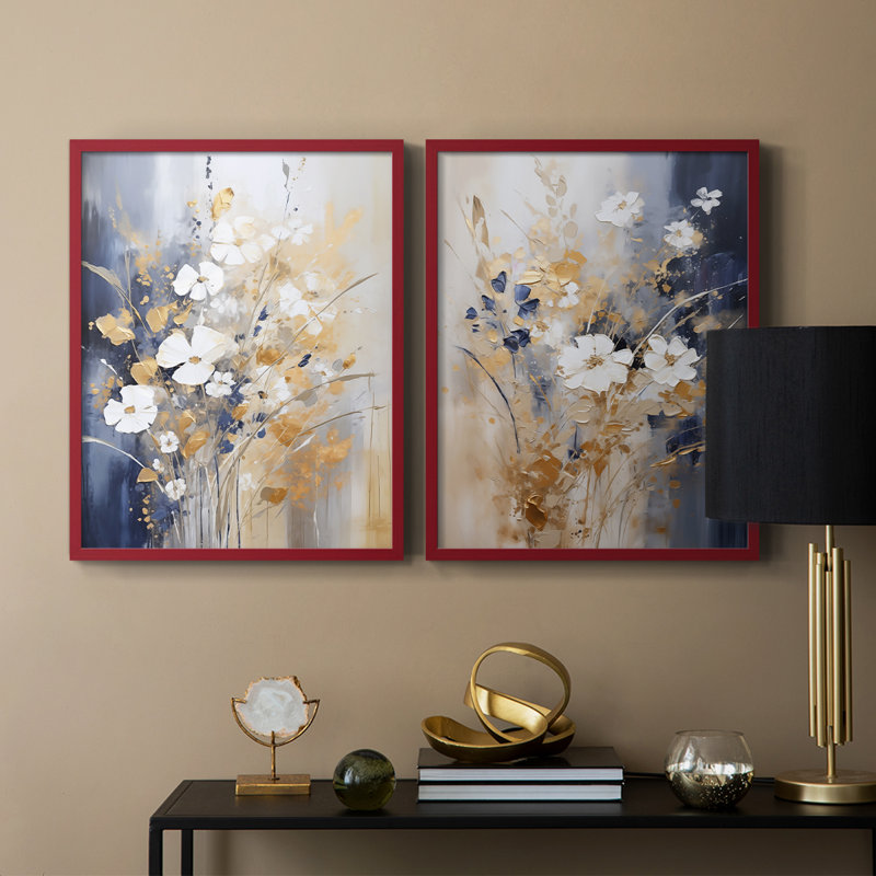 FLORAL Series CCCCLXII - Reproduction encadrée de qualité supérieure - prête à être accrochée - aucun clou requis - aucun clou requis