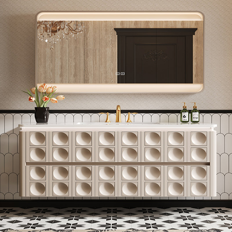 American modern style bathroom cabinet, Off White, 21.65" H x 66.93" W x 21.65" D