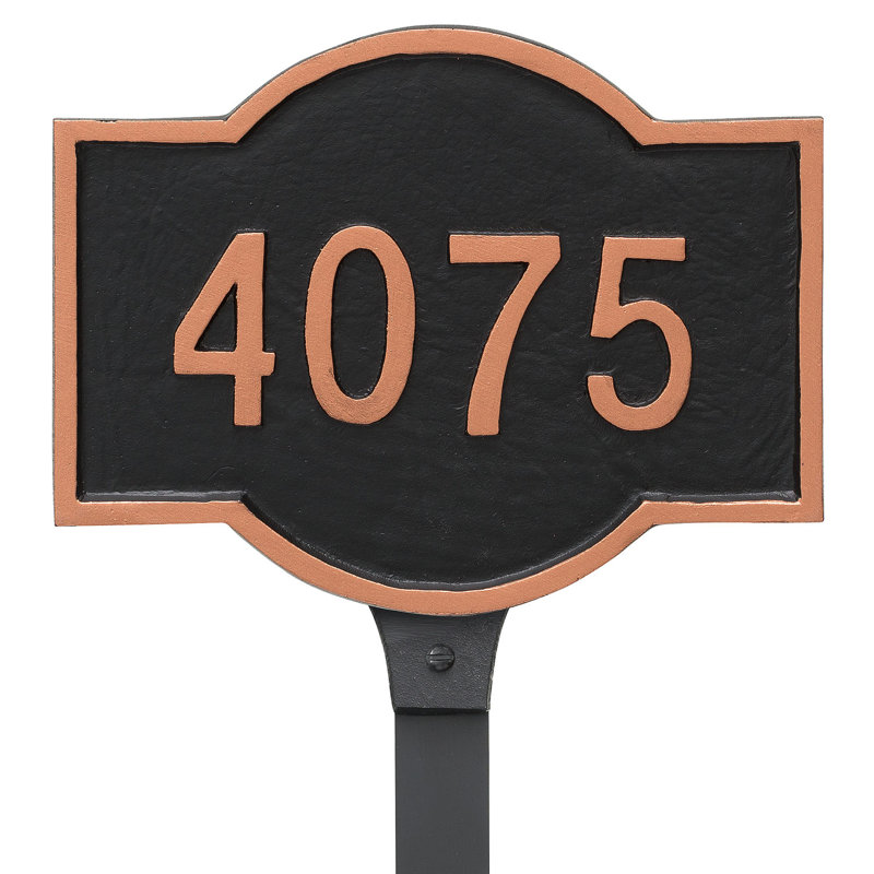 Enseigne d’adresse pour gazon à 1 ligne canterbury, Bronze antique/ doré