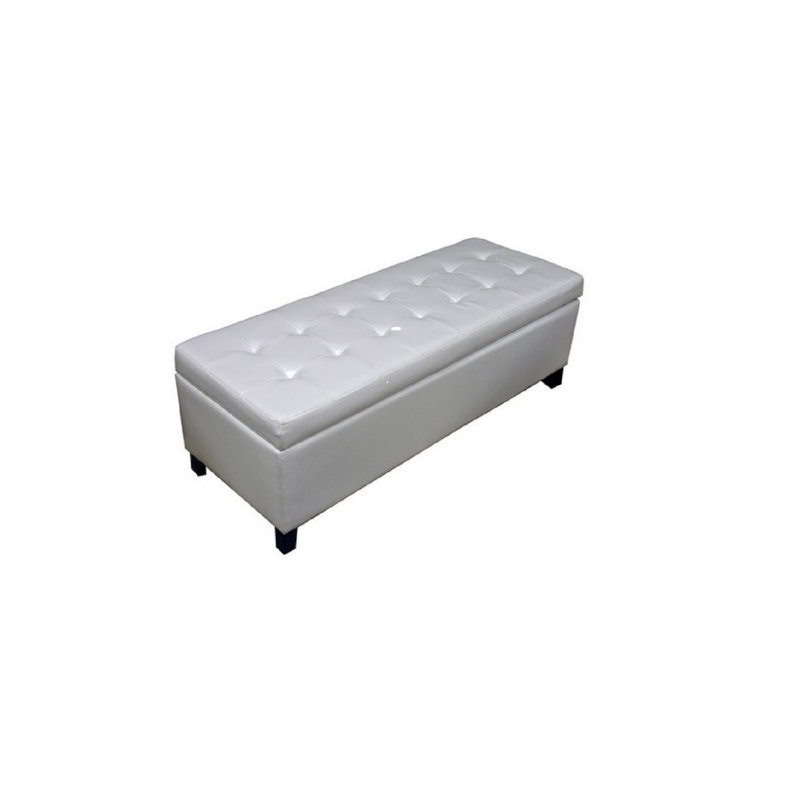 Mangual Faux Leather Upholstered Storage Bench, White