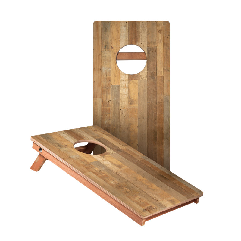 Distressed Wood Backyard 1x2 ft Cornhole Boards