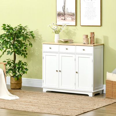 Buffet Cabinet with Storage Cabinets,Drawers and Adjustable Shelves