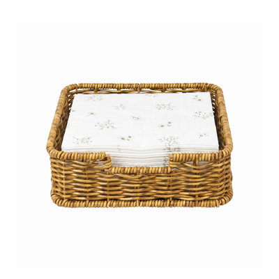 Porte-serviettes tissé, panier de rangement carré en rotin pour table de salle à manger, comptoir de cuisine, organisateur de serviettes de table de pique-nique