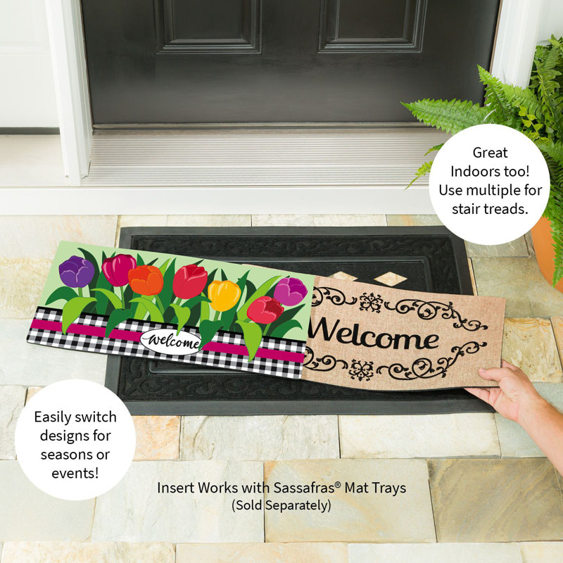 Tapis d'extérieur antidérapant 22 po x 10 po Welcome Spring Tulips Sassafras