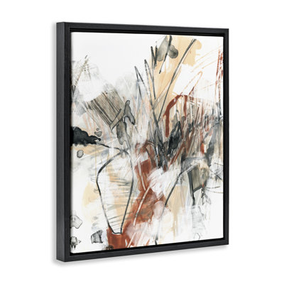  Terracotta & Grey Abstract Framed Floater Canvas Wall Art by June Erica Vess