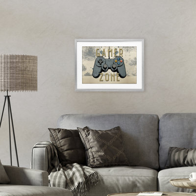 Zone de jeu avec impression abstraite encadrée sous verre, design par Kim Allen
