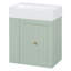 Meuble-lavabo de 20 pouces avec lavabo en céramique, armoire de rangement en panneau de fibres à densité moyenne avec tiroir, tablette latérale et poignée dorée - meuble-lavabo moderne pour les petites salles de bain-1786282634
