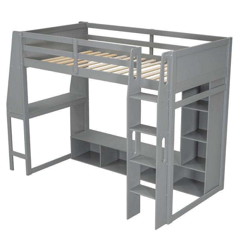 Elric House Bed With Trundle and Customizable Decor Options, Twin, Gray