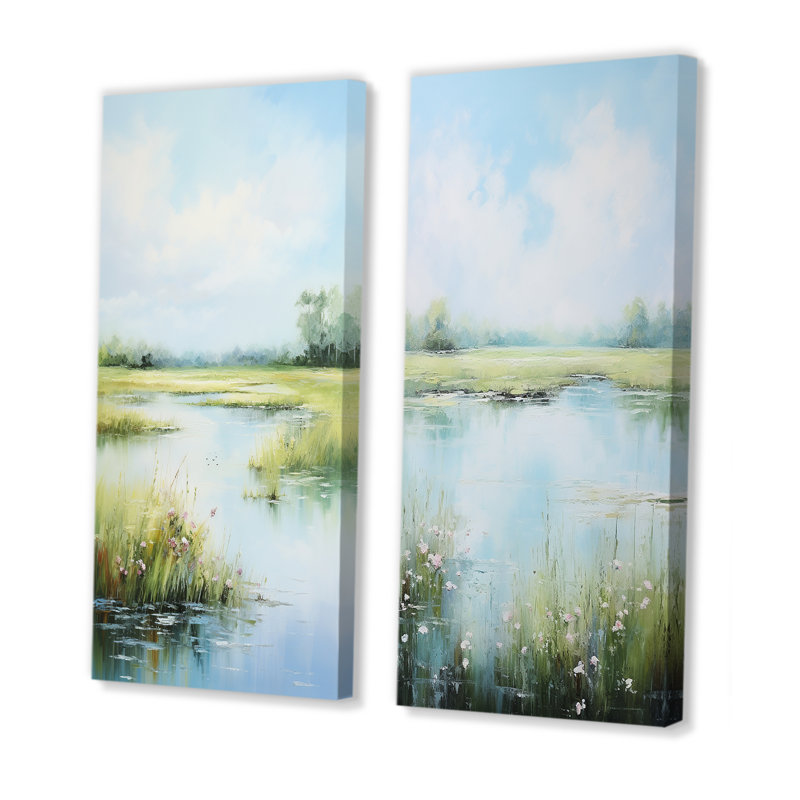 Meadow Tranquil Waters «Meadow Tranquil Waters» 2 - pièces sur, Toile tendue, H 32 po x l 32 po