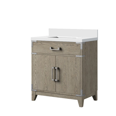 Meuble-lavabo simple avec comptoir en quartz blanc
