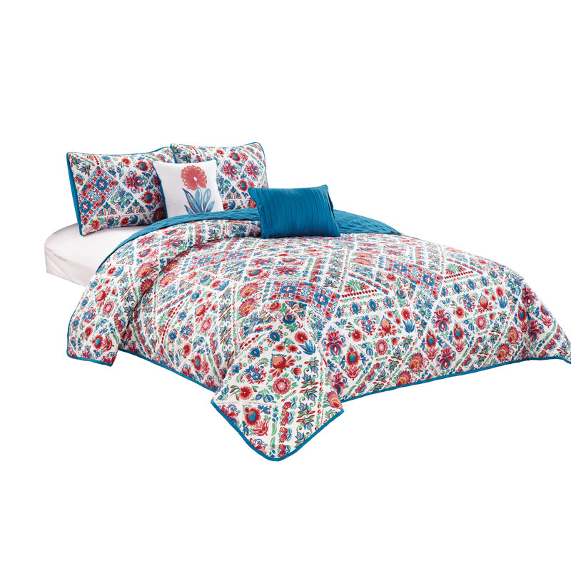 Tatyana Polyester Floral Quilt Set, Queen