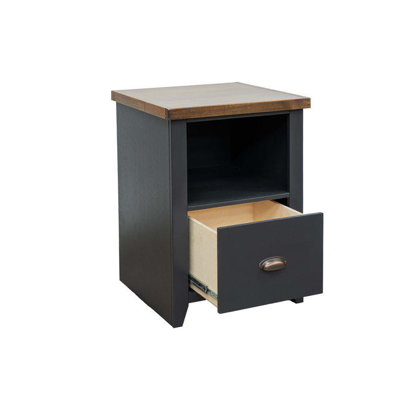22 Inch 1-Drawer File, No Assembly Required, Black And Whiskey Finish