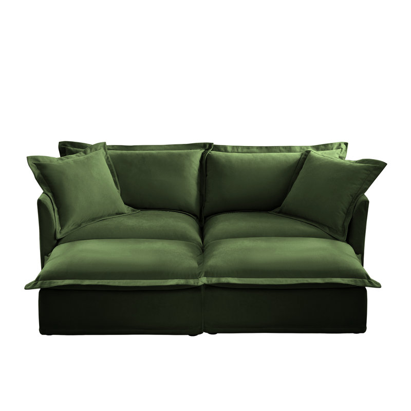 Canapé 2 places avec repose-pieds en chenille pour une détente décontractée et confortable
