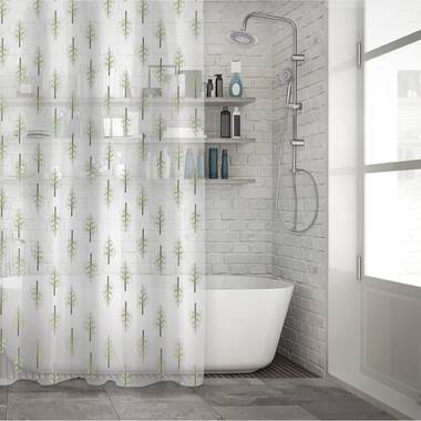 1pc High-end Printed Peva Shower Curtain With Fish Pattern & Hooks, Used  For Bathroom