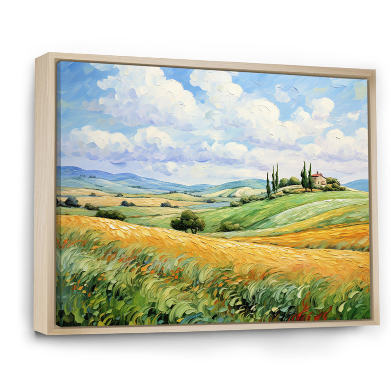 Van Gogh, reproduction d'art sur toile, "Rolling Hills I", H 12 po x l 20 po x P 1 po, Cadre naturel flottant