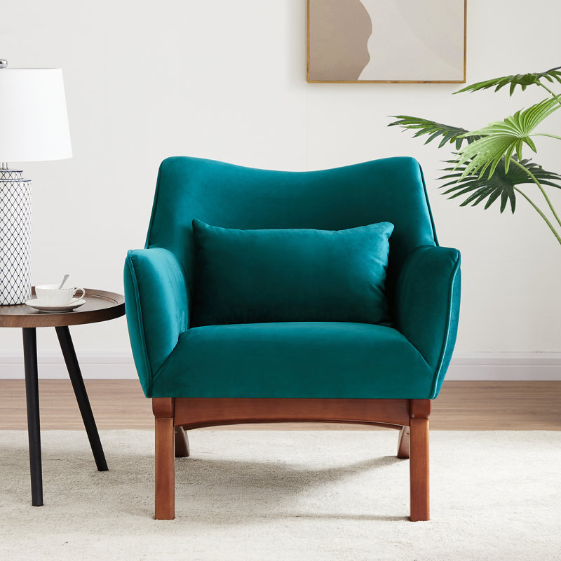 Fauteuil Elderon, Velours bleu sarcelle
