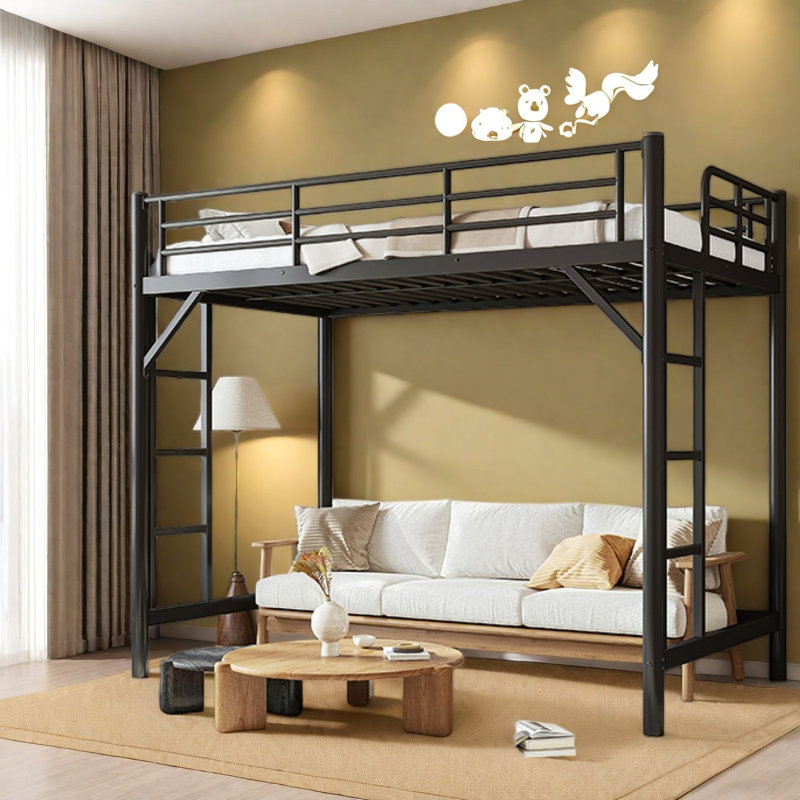 Lit peu encombrant avec rangement, lit mezzanine simple en métal TG, chambre à coucher moderne