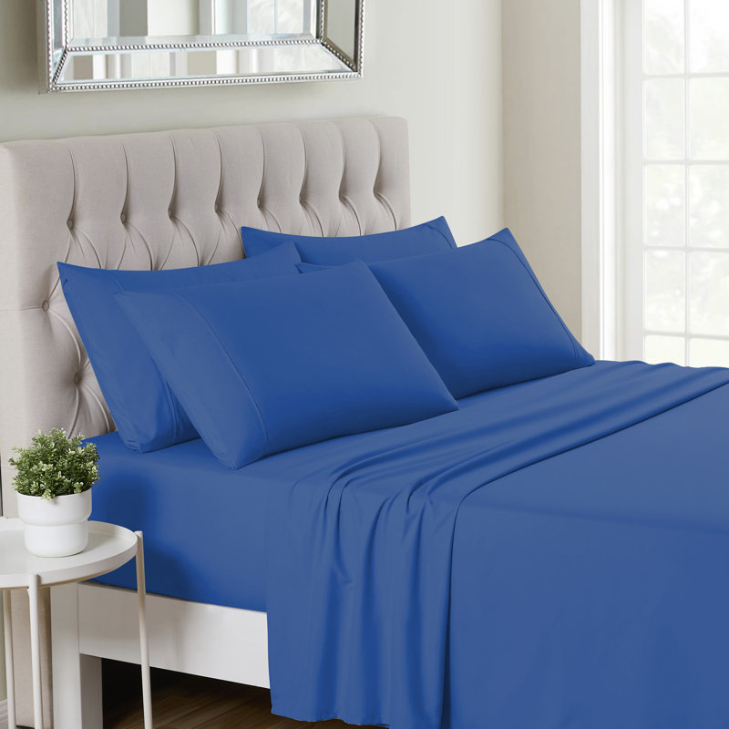 Ensemble de draps luxueux en microfibre douce avec taies d'oreiller en prime, Bleu royal