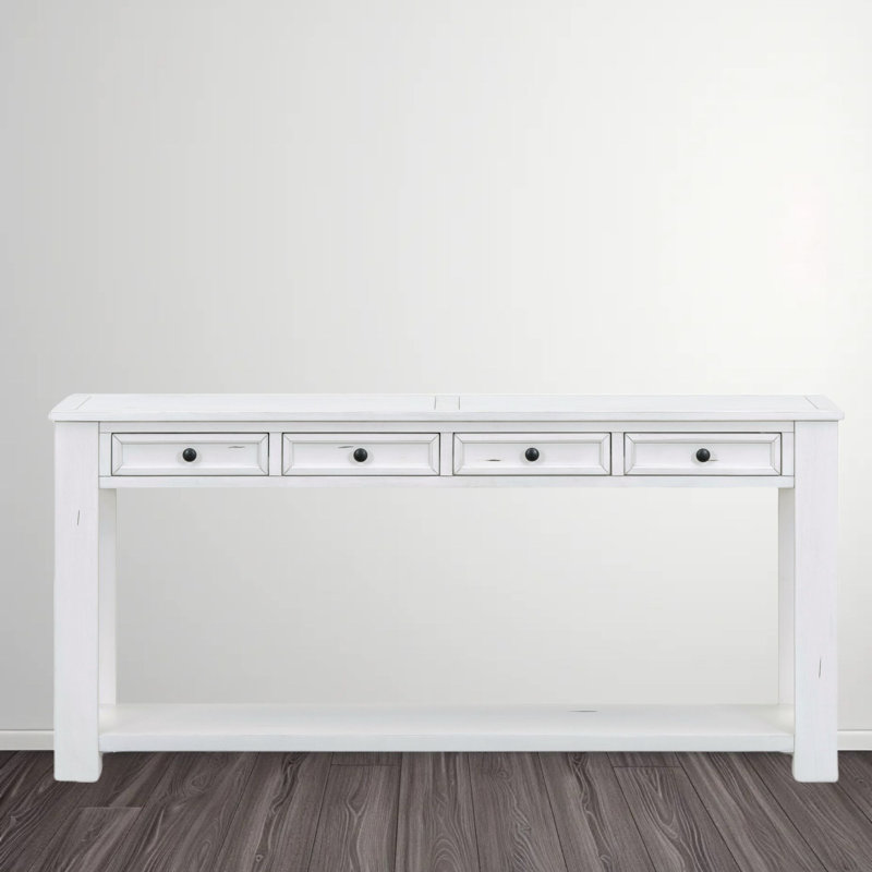 Console en bois massif 63 po Annaliece, Blanc