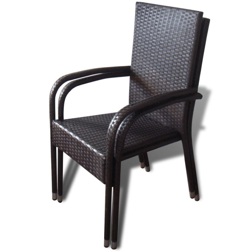 Chaise de patio empilable en teck, Brun