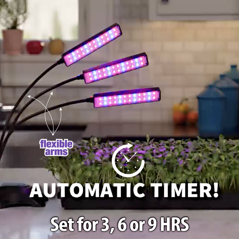 Bell+Howell Bionic Growburst 24" Indoor Plant Growing LED Lamp with 8 Brightness Settings, 3 Light Modes, 3 Heads