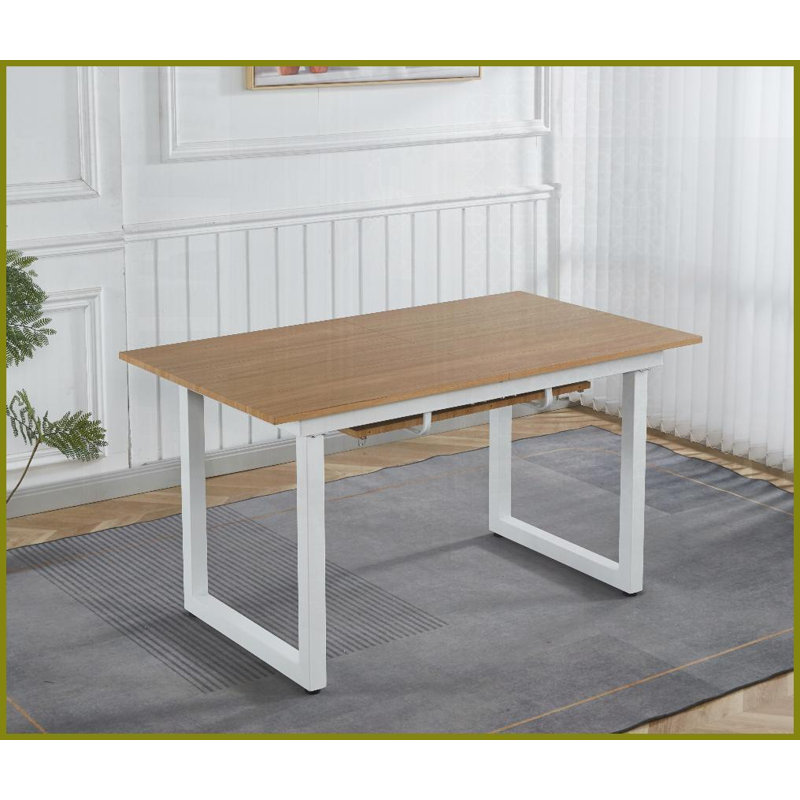 Table basse moderne pour économiser de l'espace pour le salon - longueur réglable, plateau en panneau de fibres à densité moyenne facile à nettoyer, pieds en métal