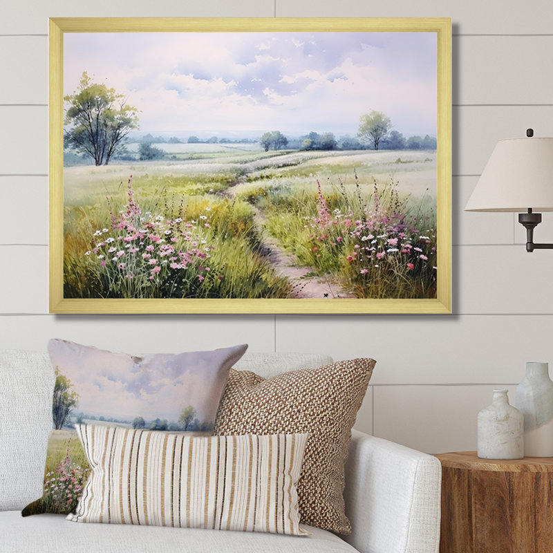 «Meadow Scenery Minimalisme Serenity II», reproduction d'art sur toile encadrée, H 24 po x l 32 po x P 1 po