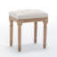 Tabouret de coiffeuse touffeté avec revêtement en lin et pieds sculptés en bois massif, banc d'habillage pour chambre à coucher, siège élégant et confortable-133411667-133411668