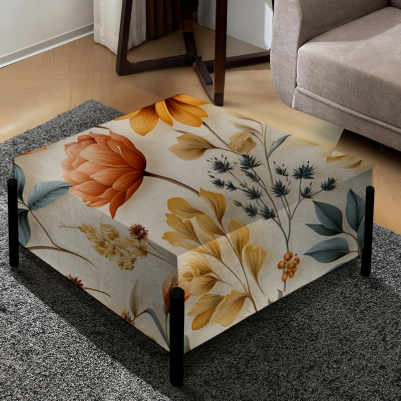 Earthy Multicolor Pallet Botanical - Grand repose-pieds carré botanique