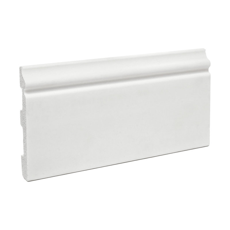 6-inch White Recycled Polystyrene Baseboard Moulding Sample