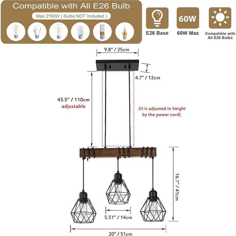 Luminaire de salle à manger Farmhouse