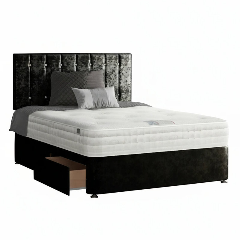 Fain Divan Bed Base, Single (3'), Black, 2 Left Drawers