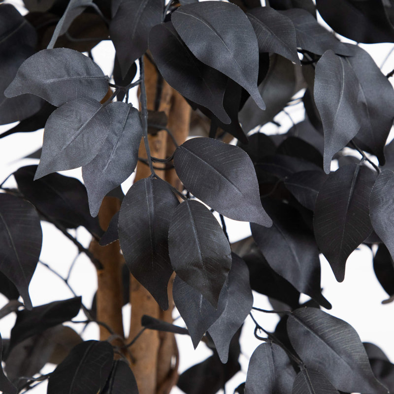 Ficus artificiel noir d'Halloween avec tronc naturel, H 36 po x l 24 po x P 24 po